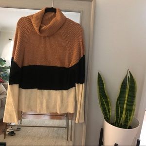 BRAVE SOUL color block turtle neck sweater